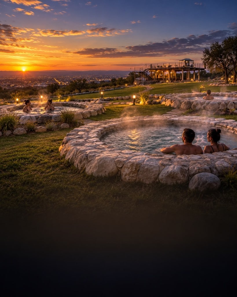 Piletas de piedra al atardecer